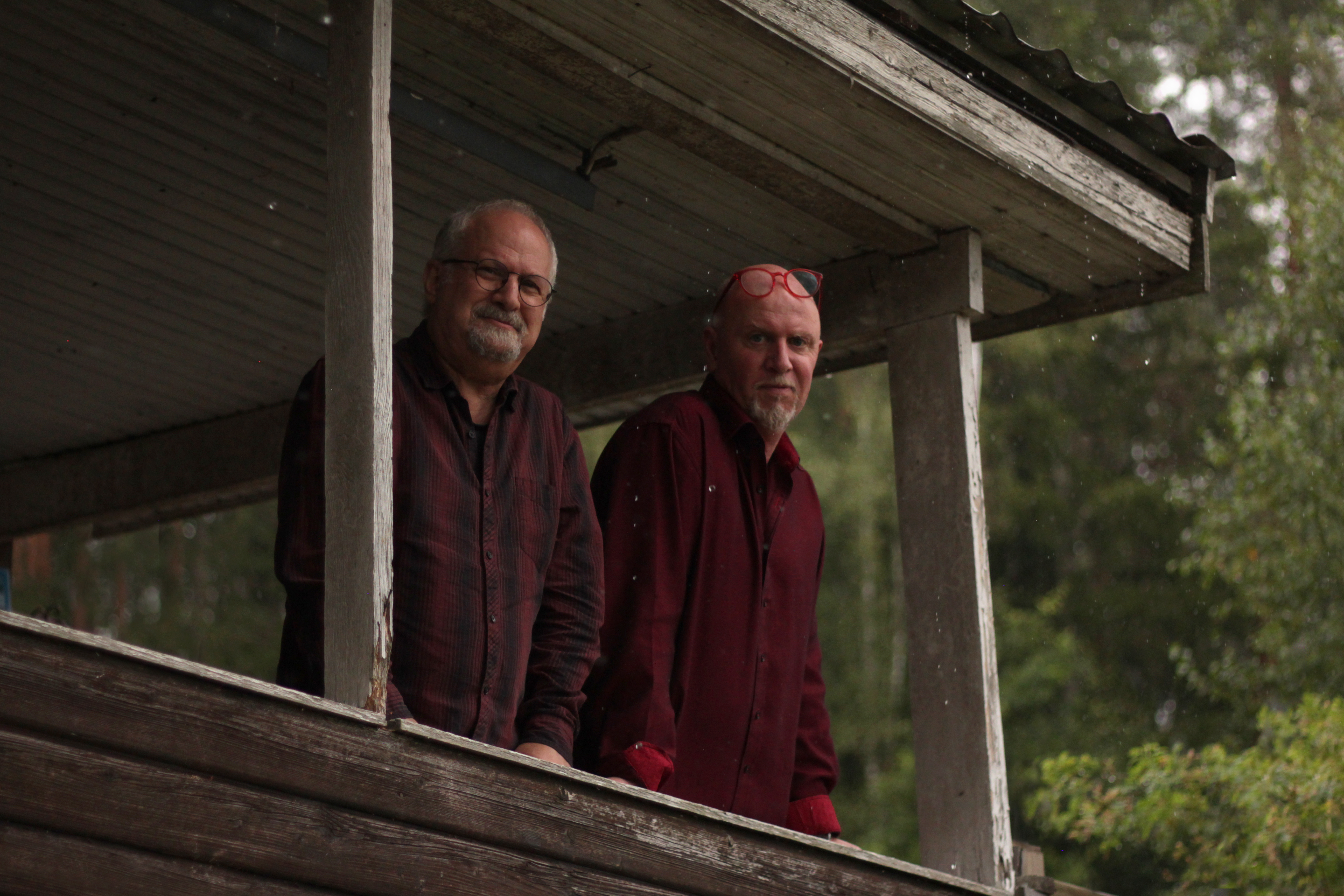 Outside the studio by the lake during the recording session